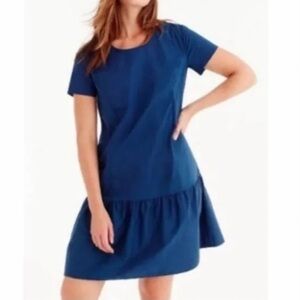 Universal Standard X J. Crew Blue Drop Waist Shirt Sleeve Dress